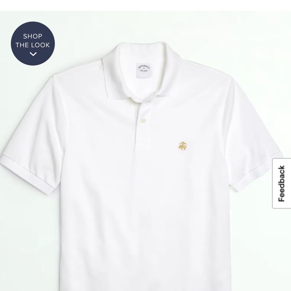 Brooks Brothers Classic White Polo with Gold Emblem